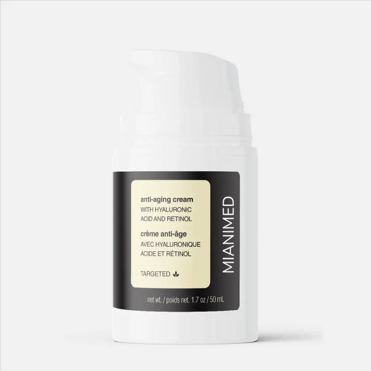 MIANIMED Premium skincare anti-aging cream with hyaluronic acid and retinol, 1.7 oz bottle