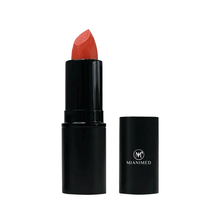 MIANIMED premium skincare lipstick in elegant black packaging with orange shade