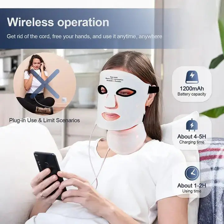 MIANIMED Face Neck Silicone LED Mask Photon Therapy | Facial Beauty Mask Skin Brighten Skin Care
