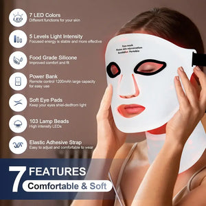 MIANIMED Face Neck Silicone LED Mask Photon Therapy | Facial Beauty Mask Skin Brighten Skin Care