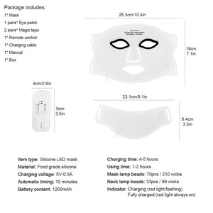 MIANIMED Face Neck Silicone LED Mask Photon Therapy | Facial Beauty Mask Skin Brighten Skin Care