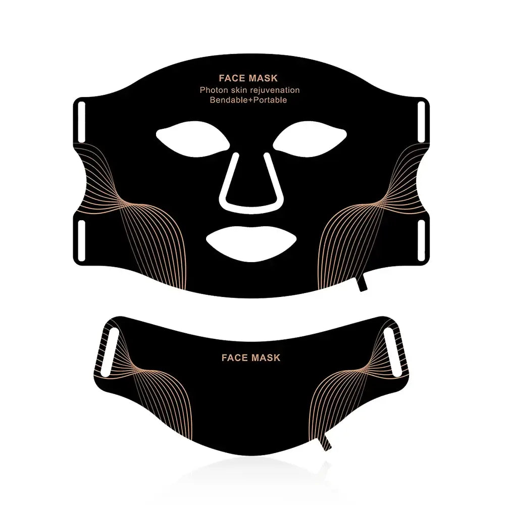 MIANIMED Face Neck Silicone LED Mask Photon Therapy | Facial Beauty Mask Skin Brighten Skin Care - black / CHINA