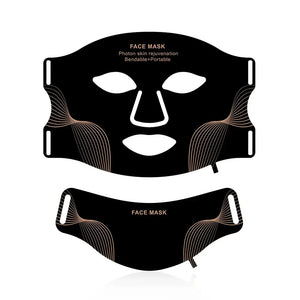 MIANIMED Face Neck Silicone LED Mask Photon Therapy | Facial Beauty Mask Skin Brighten Skin Care - black / CHINA