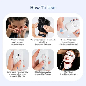 MIANIMED Face Neck Silicone LED Mask Photon Therapy | Facial Beauty Mask Skin Brighten Skin Care