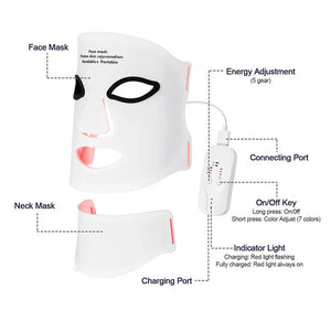 MIANIMED Face Neck Silicone LED Mask Photon Therapy | Facial Beauty Mask Skin Brighten Skin Care